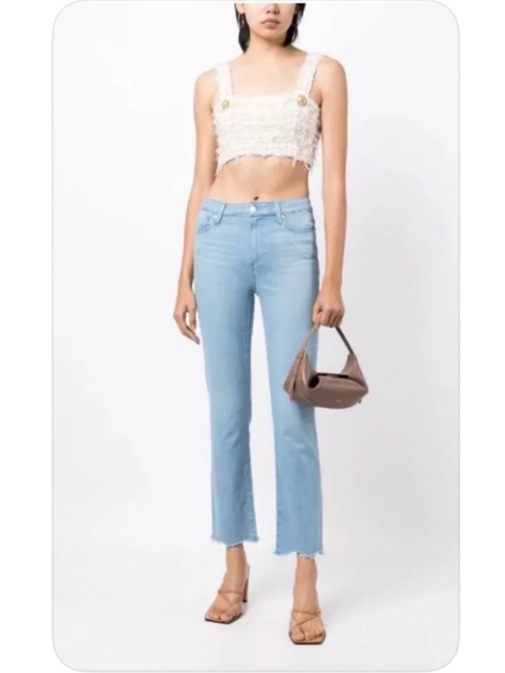 PAIGE Cindy Straight Ankle Jeans 26 Shooting Star Light Wash Raw Frayed Hem